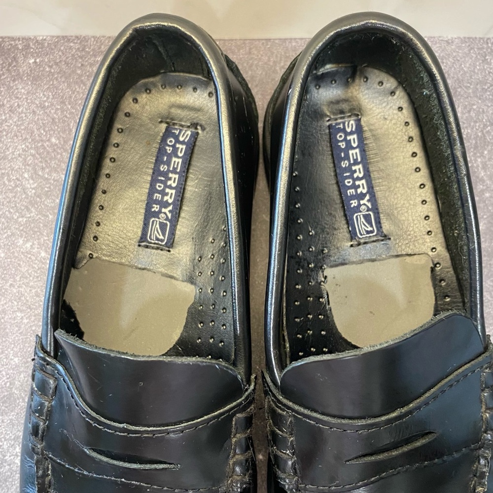 Sperry Top-Sider ‘Colton’ Boys Black Leather Loafers Size 1.5M - Picture 7 of 13